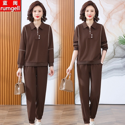 中年妈妈大码休闲卫衣两件套装