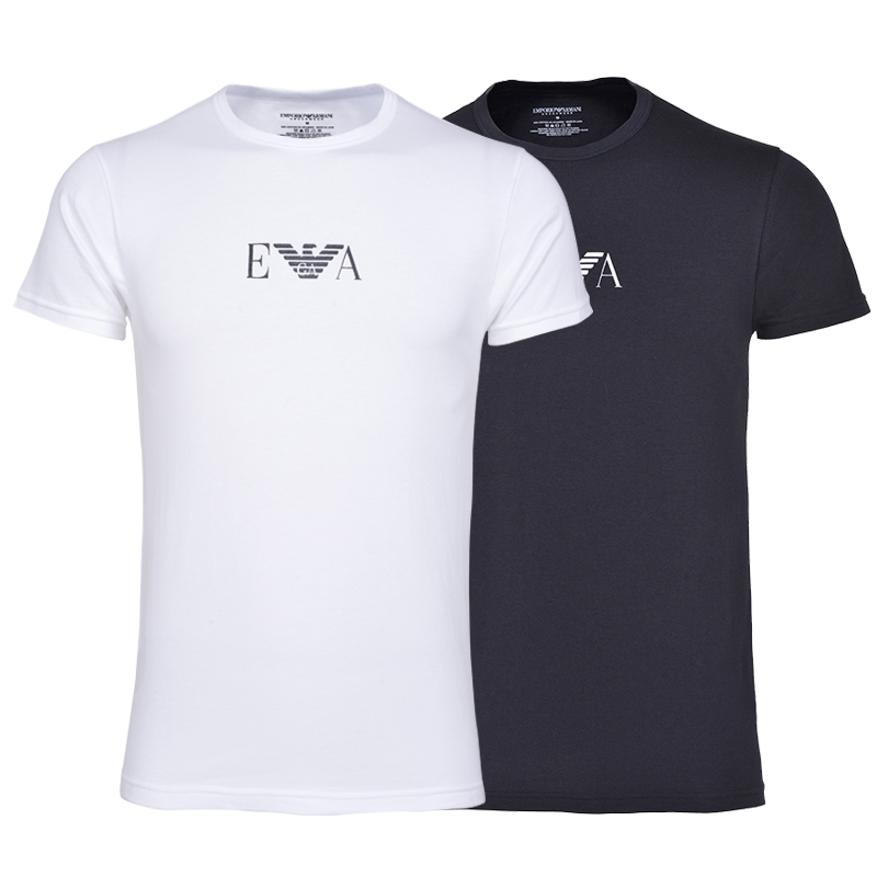 [买1送1]Armani阿玛尼EA男装纯棉白色T恤男士纯色休闲高端短袖T恤