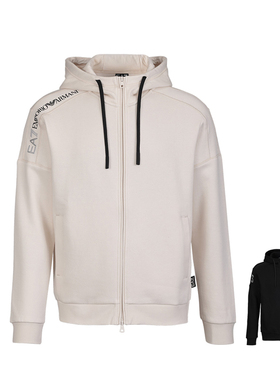 Armani阿玛尼EA7男士2025新款春秋加绒连帽卫衣休闲运动夹克外套