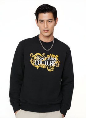 Versace/范思哲春季新款全棉美式休闲上衣高街潮流印花套头卫衣男