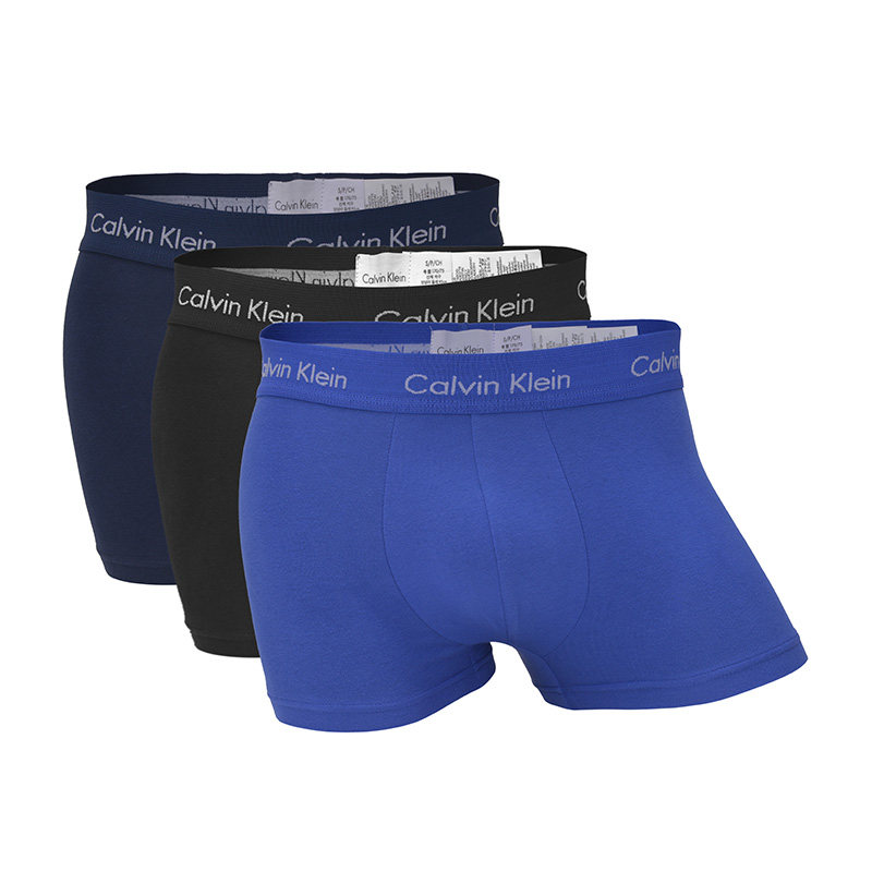 Calvin Klein/卡尔文克雷恩男士三条装平角内裤舒适透气四角短裤