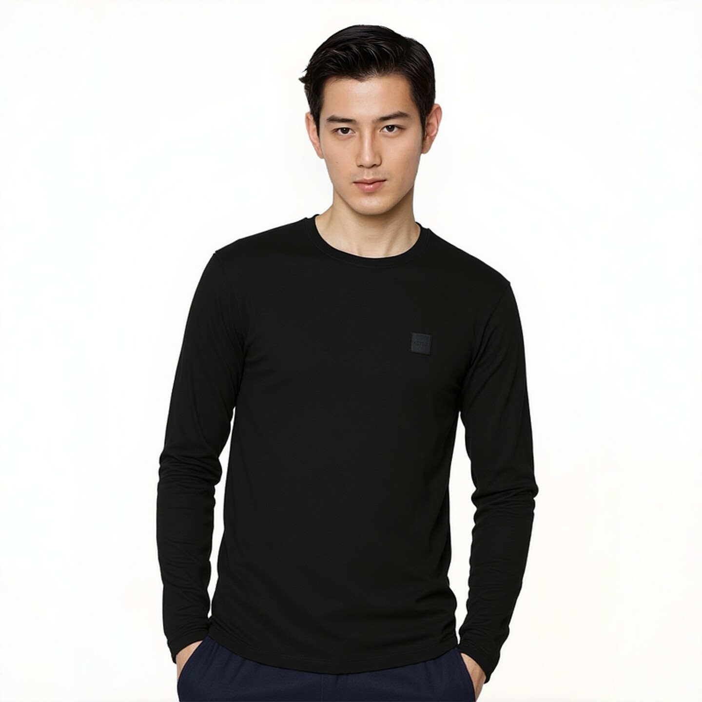 Hugo Boss男士2025新款冬季舒适全棉打底衫休闲纯棉圆领长袖T恤男