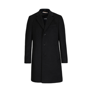 Hugo Boss男士2025新款高端休闲羊毛羊绒长款呢大衣冬季保暖外套