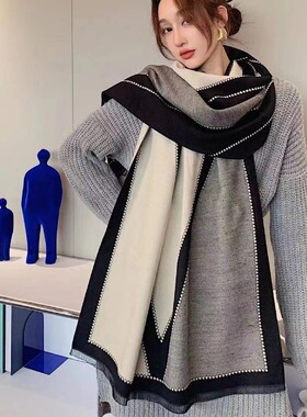 仿羊绒围巾女秋冬季时尚优雅保暖披肩百搭长款加厚空调围脖