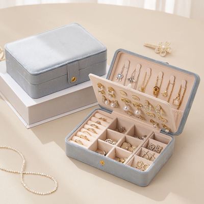 轻奢绒布首饰盒2026新款高级精致便携项链戒指耳钉耳环珠宝饰品盒