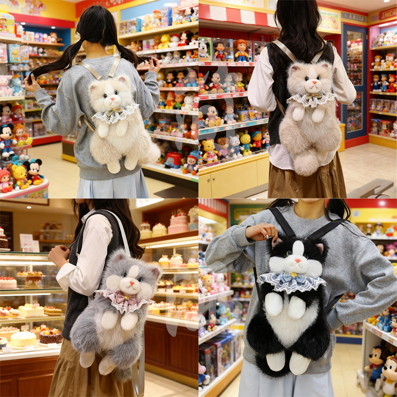 可爱毛绒仿真会叫猫咪双肩包女背包布偶猫玩偶公仔生日礼物公仔