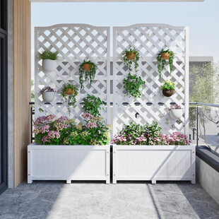 塑木阳台花架户外庭院围栏花箱种植箱花园栅栏室外隔断攀爬网架子