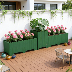 户外防腐木花箱露台楼顶种植箱木花盆家用阳台种菜盆庭院大号花槽
