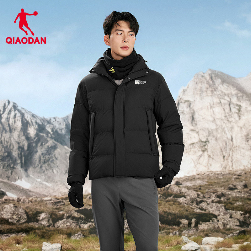 乔丹防泼水羽绒服男士春季新款商场同款保暖可拆卸帽防风保暖外套