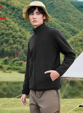 乔丹POLARTEC抓绒衣男士2025冬季新款户外保暖立领外套冲锋衣上衣