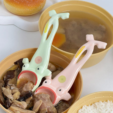 丑青蛙勺子陶瓷手工搅拌汤饭勺甜品勺学生宿舍用搞怪吃饭汤匙调羹