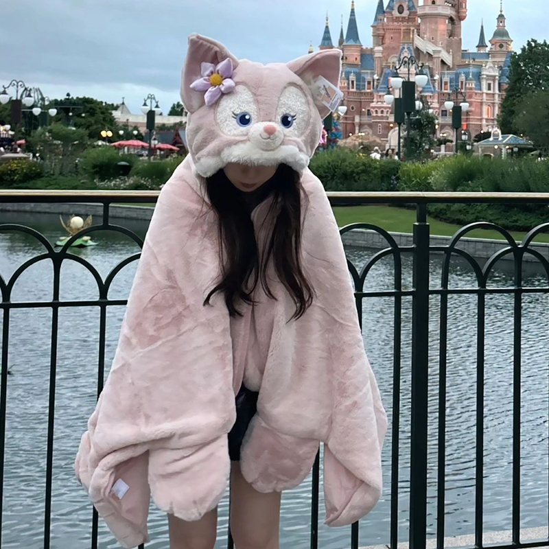 玲娜贝儿毛毯迪士尼披肩毯卡通连帽毛绒斗篷办公室午睡空调盖毯子