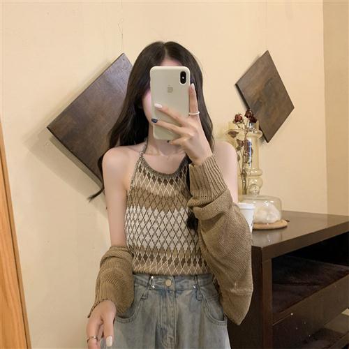 夏季2024新款复古小众设计感修身显瘦短款叠穿百搭背心吊带女装潮