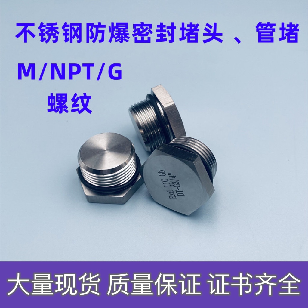 304不锈钢防爆堵头防水密封堵头4分6分螺纹G1/2NPT3/4M20M25丝堵-封面