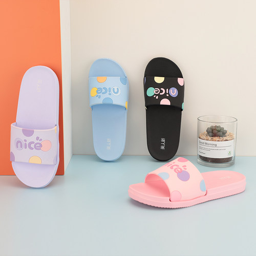 美人桥女士轻便时尚拼色居家拖鞋