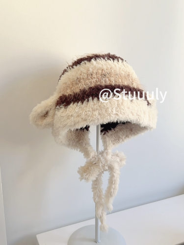 Stuuuly手工 小羊帽子显脸小秋冬手混线皮草编织diy材料包