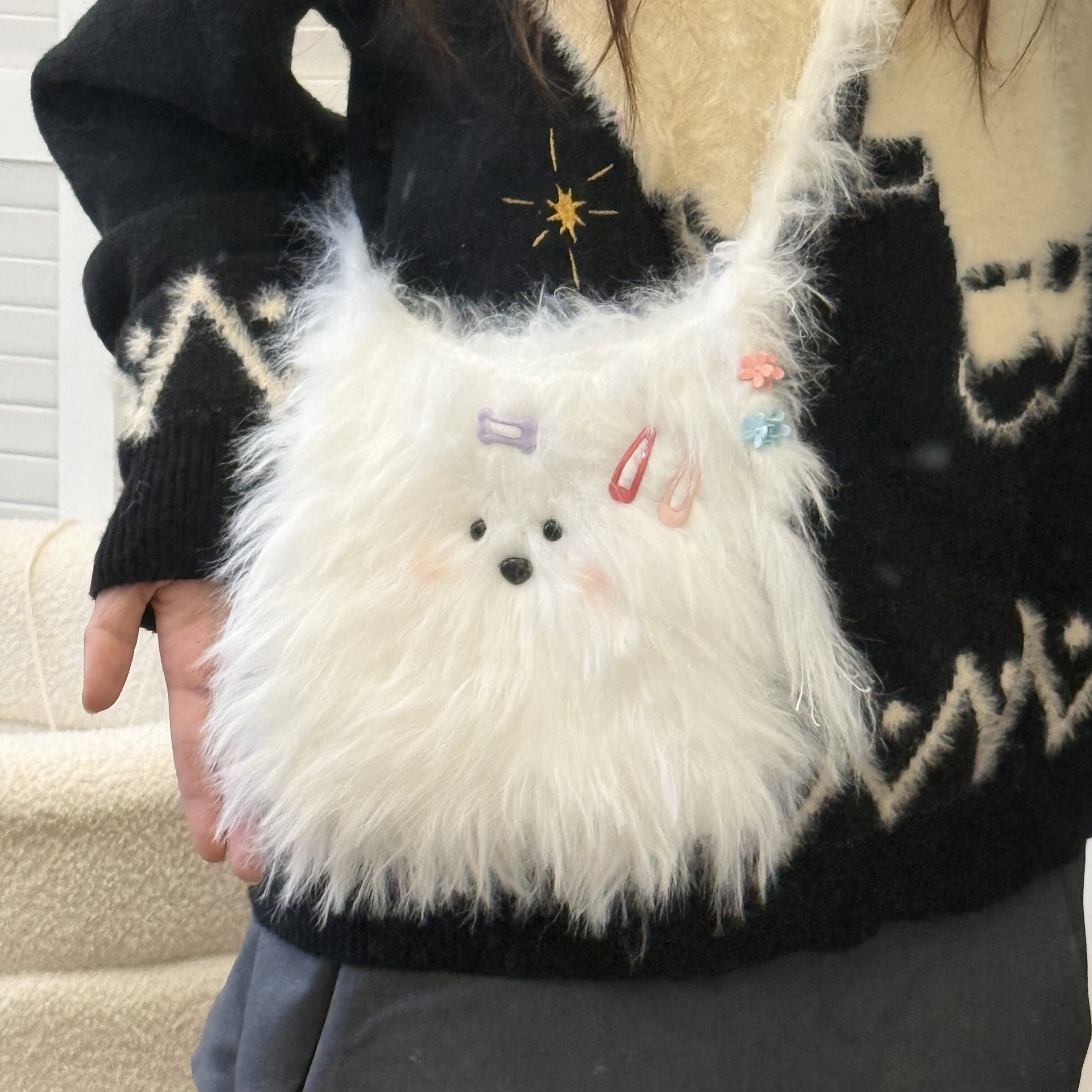 Stuuuly 马尔济斯潦草小狗包包手工材料包可爱长毛线钩织自制