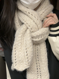 Stuuuly手工diy杏花春雨围巾材料包毛线编织棒针波浪纹送女友礼物