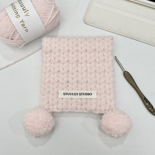 Stuuuly手工爱心奶油围巾钩针2mm小糯米线编织diy材料包