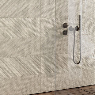 极简奶油色瓷砖通体鱼骨纹理格栅墙砖卫生间背景墙哑光仿古砖 欧式