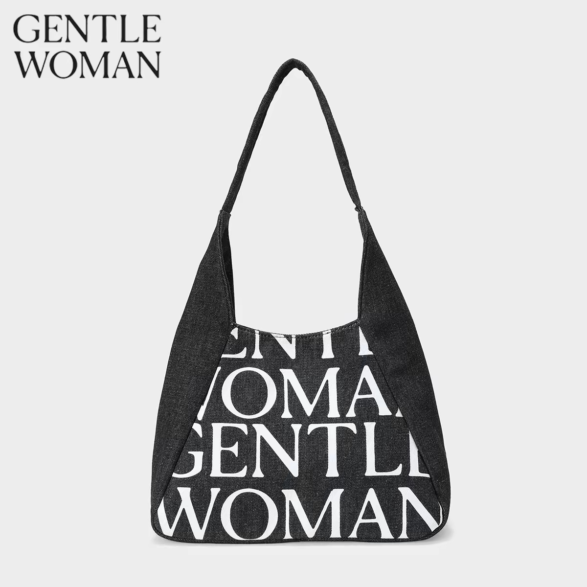 GentleWoman品牌折扣店新款网红字母牛仔托特包手提单肩腋下包女