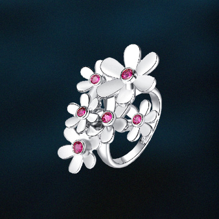 VSCH 双色雏菊戒指 小众原创设计高级感轻奢配饰指环2024新款