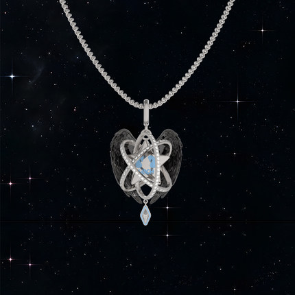VSCH 银河轨道系列 爱心翅膀星际项链不规则三层立体镶嵌锆石吊坠