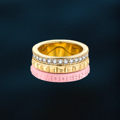 VSCH方格菱形戒指男女情侣送礼原创设计多色饰品