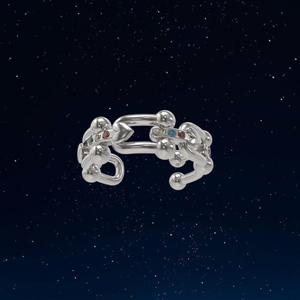 VSCH 爱心系列 马蹄爱心彩钻戒指 情侣送礼品潮流街头嘻哈说唱