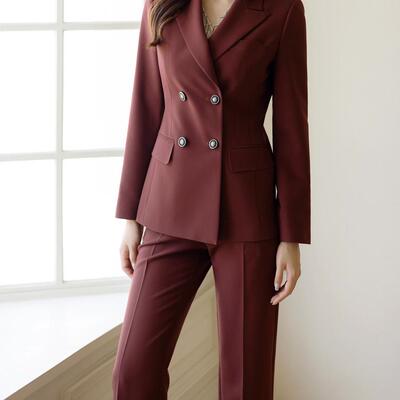 安可拉红高级感西装套装女2024秋冬新款时尚气质职业装西服两件套