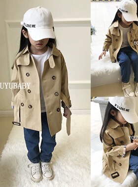 儿童风衣小中大男女孩宝欧美英伦风经典格子双排扣中长款风衣秋冬