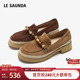 复古粗跟真皮女鞋 莱尔斯丹流浪诗篇圆头乐福单鞋 春夏新款 6T44001