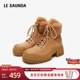 莱尔斯丹商场同款 加绒大黄靴厚底马丁短靴女鞋 4T71503V