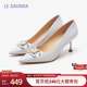 女单鞋 莱尔斯丹商场同款 优雅饰扣通勤浅口小方头细高跟鞋 5M71013