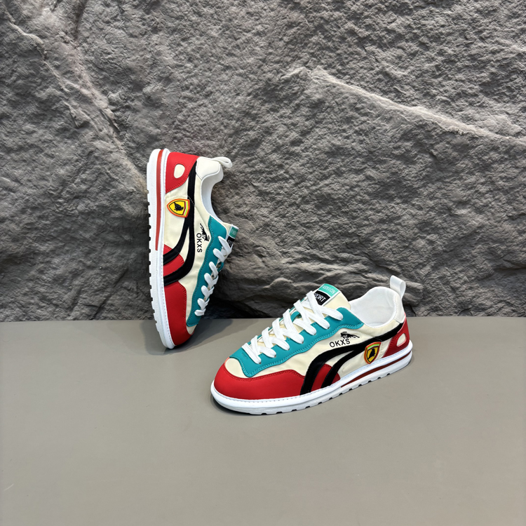 欧洲站爆款男鞋2024春季新款布面透气板鞋网红潮流休闲拼色阿甘鞋