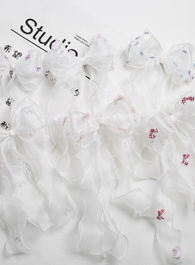 tutu dolly手作女童小仙女双面珠光纱拖尾蝴蝶结夹子公主头饰发夹