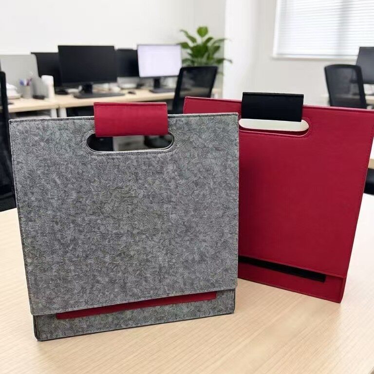 跨境商务毛毡包翻盖文件袋办公合同收纳资料收纳年会仪文件手提包