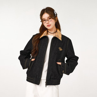 BZXO覆古拼接牛仔外套女春季新款设计感小众工装休闲 短款夹克上