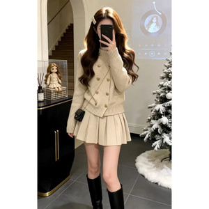 2026新款千金小个子香风针织连衣裙女早春季短裙韩系穿搭一整套装