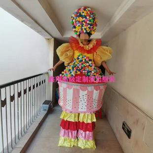 小丑高跷演出服装成人化妆舞会演出套装滑稽搞笑主题乐园巡游小丑