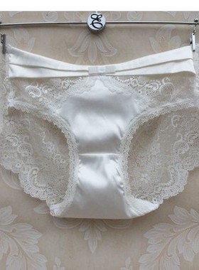 韩国EBLIN专柜正品珠光白蕾丝边无痕平角内裤女性感镂空底裤
