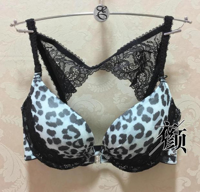 eblin豹纹蕾丝前扣美背性感内衣