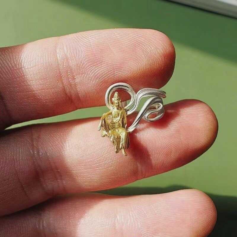 自在水月静~自在佛耳骨夹无耳洞耳环中国风佛系简约个性耳饰耳钉