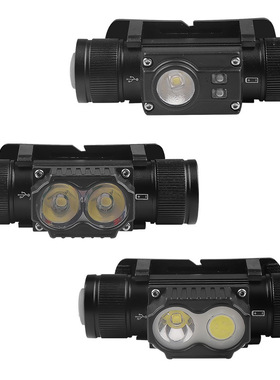 跨境新款XTE+COB头灯 Type-c 充电红光警示户外登山铝合金led
