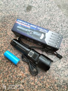 白激光手电筒伸缩变焦数字电量显示强光手电筒LED超亮USB充电手电