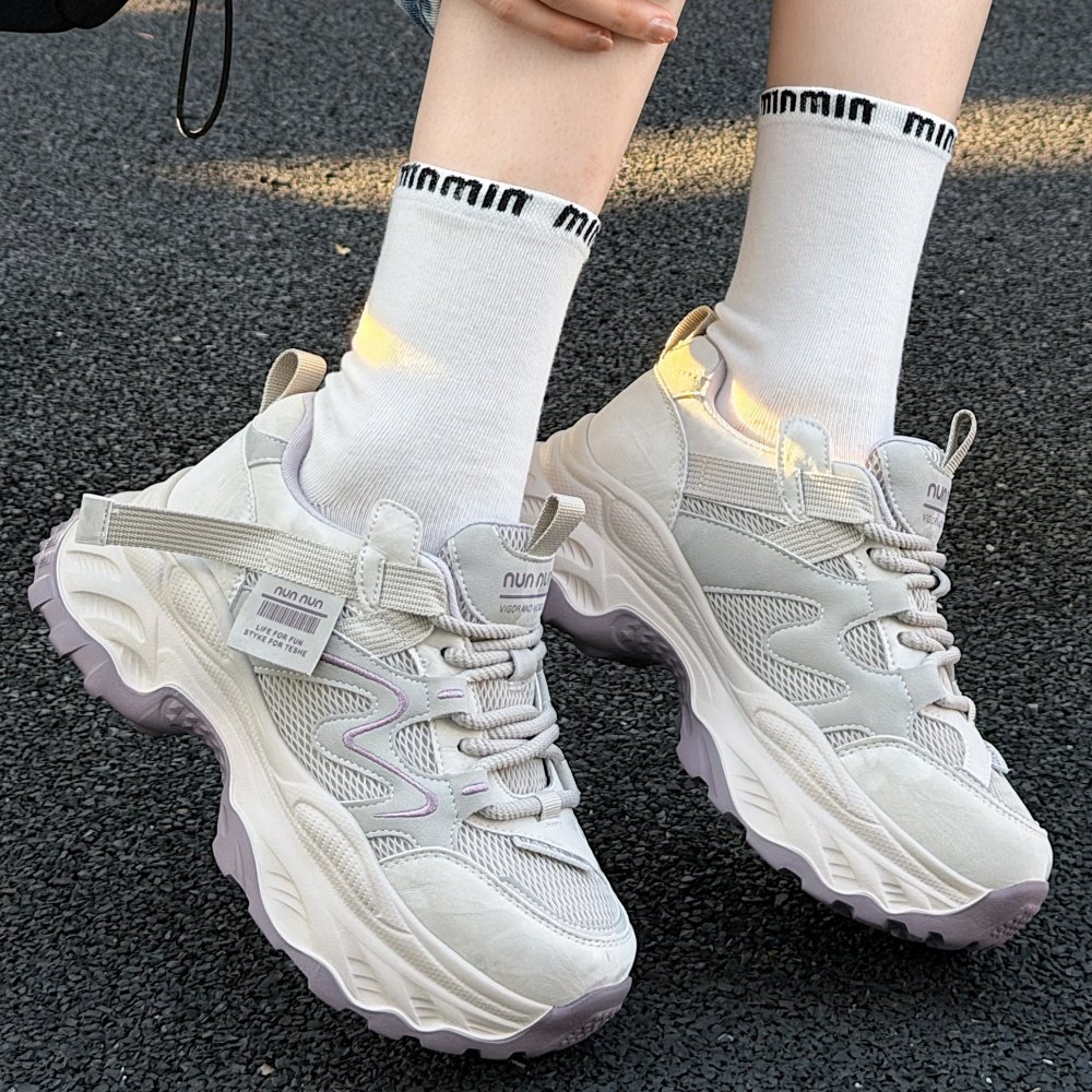 真皮厚底老爹鞋女2026春季新款百搭轻便透气运动休闲鞋显脚小女鞋,女鞋,老爹鞋,淘宝优惠券,粉丝福利购,淘宝优惠卷