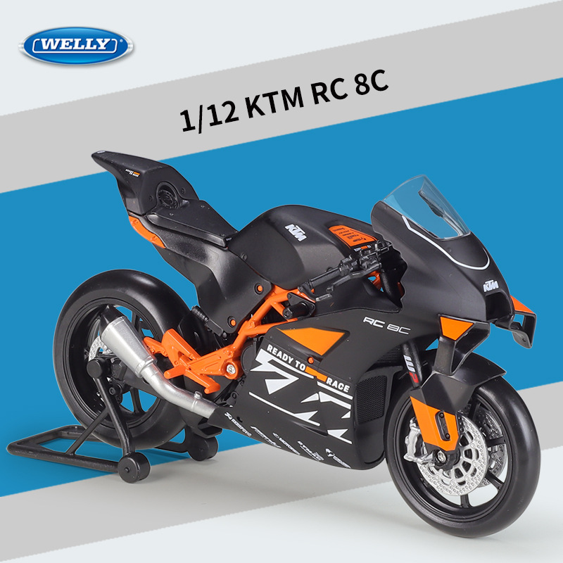 威利WELLY1:12KTM RC8C公路赛重机车仿真合金成品摩托车模型玩具
