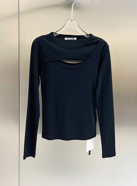 0MB.欧洲站新品FANLEONA镂空长袖T恤压褶设计感宽松弯刀裤套装女