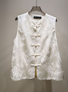 0MB.欧洲站新品HELMCH深圳南油中式国风无袖外套开衫浮雕提花马甲