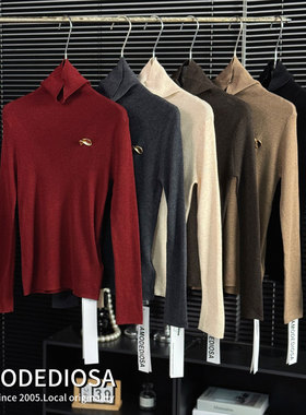 0MB.欧洲站新品南油高端简约纯色修身显瘦上衣高弹高领针织打底衫